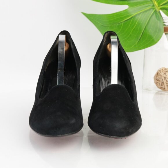 Gabor Womens Vision Pumps Size 8 Black Suede Patent Mid Heel Comfy Dress Shoes - Picture 2 of 13